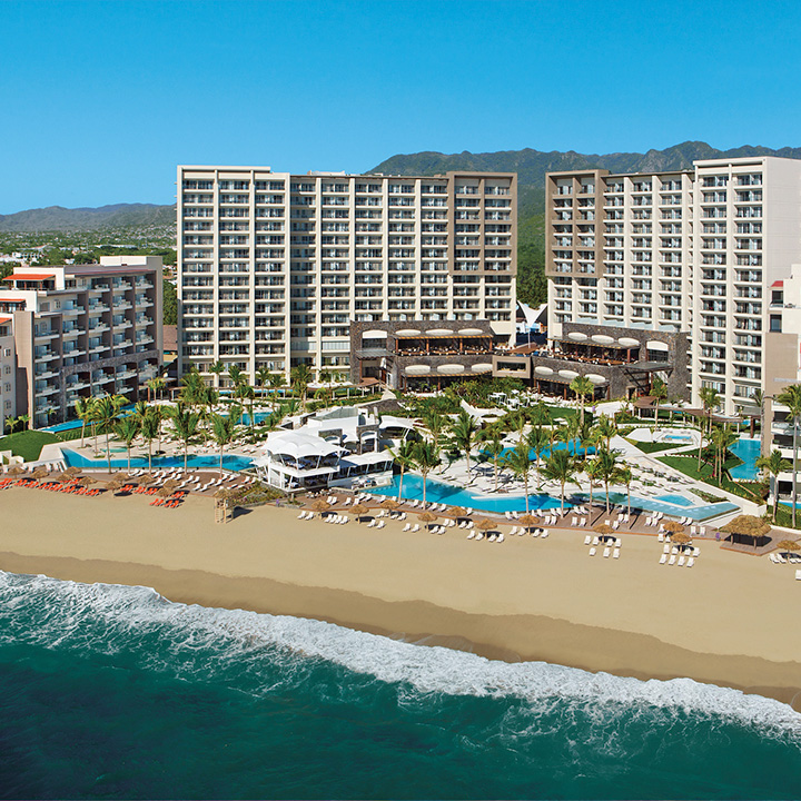 This is an aerial image of the Dreams Vallarta Bay Resort and Spa