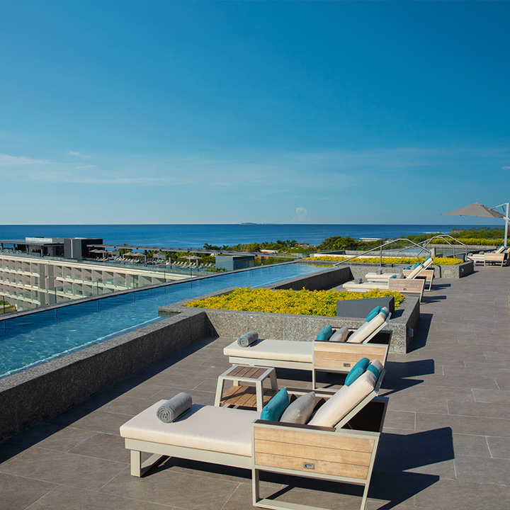 Secrets Bahia Mita rooftop infinity pool with oceanfront views